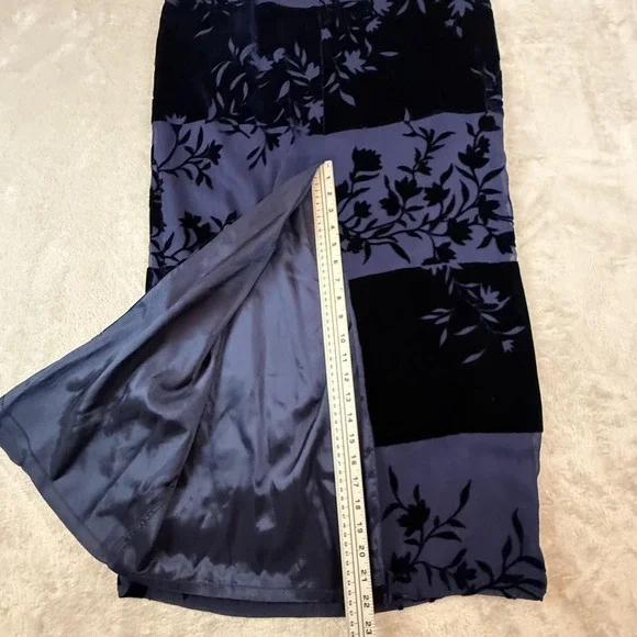 Vtg 90s Dark Romantic Dress Womens 12 Blue Velvet Burnout Cocktail Ethereal Goth - Picture 10 of 10